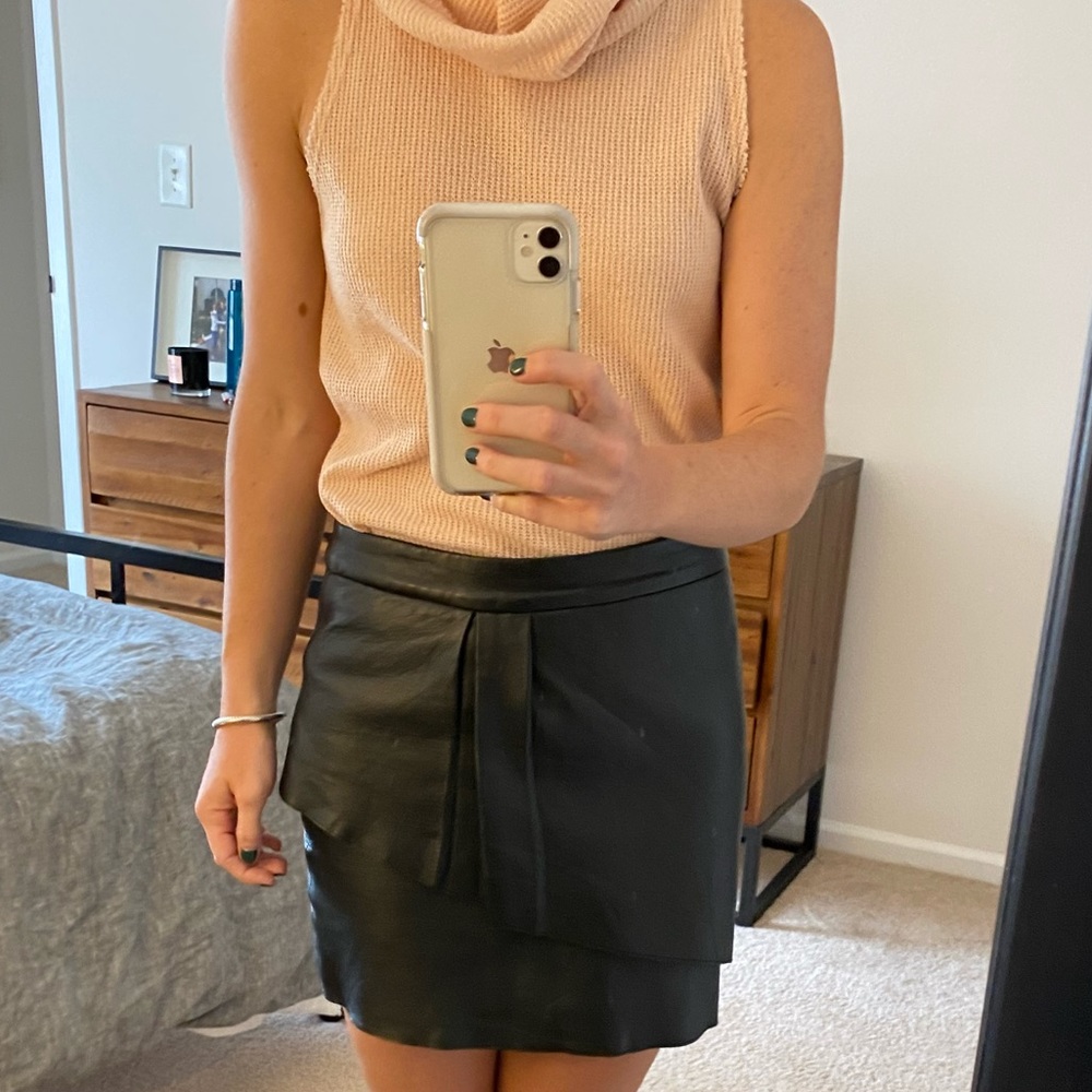 Maje Leather Mini Skirt - Black